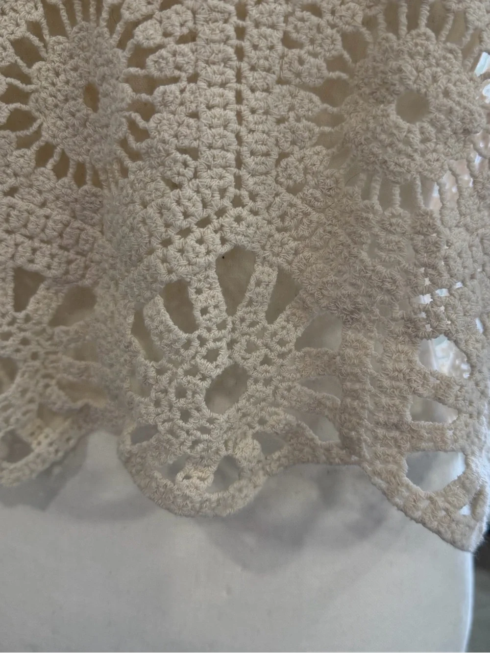 Rebellion Again Cream Full Cotton Crochet Open-Knit Crop Top XL Boho 100% Cotton - Picture 5 of 9